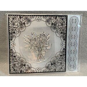 Lace Bouquet Springtime Stamp Border Embossing Folder Set Cardmaking & Papercraf